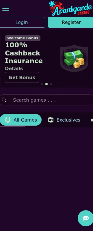 Advantage Casino mobile browser interface on a smartphone